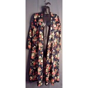 LuLaRoe Open Front Duster Cardigan with Pockets Multicolor Floral Print Size Sm